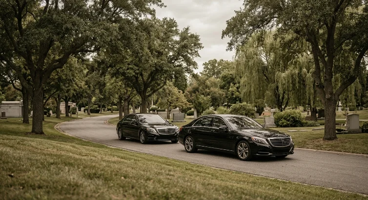 black cars in procession