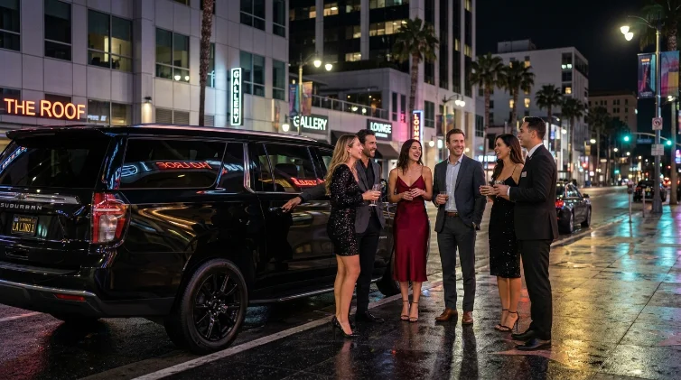 group toasting in vehicle